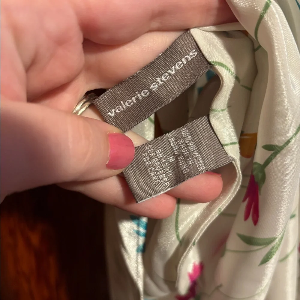 VALERIE STEVENS White Floral Women’s Chemise Slip Dress Size Medium - Picture 4 of 5